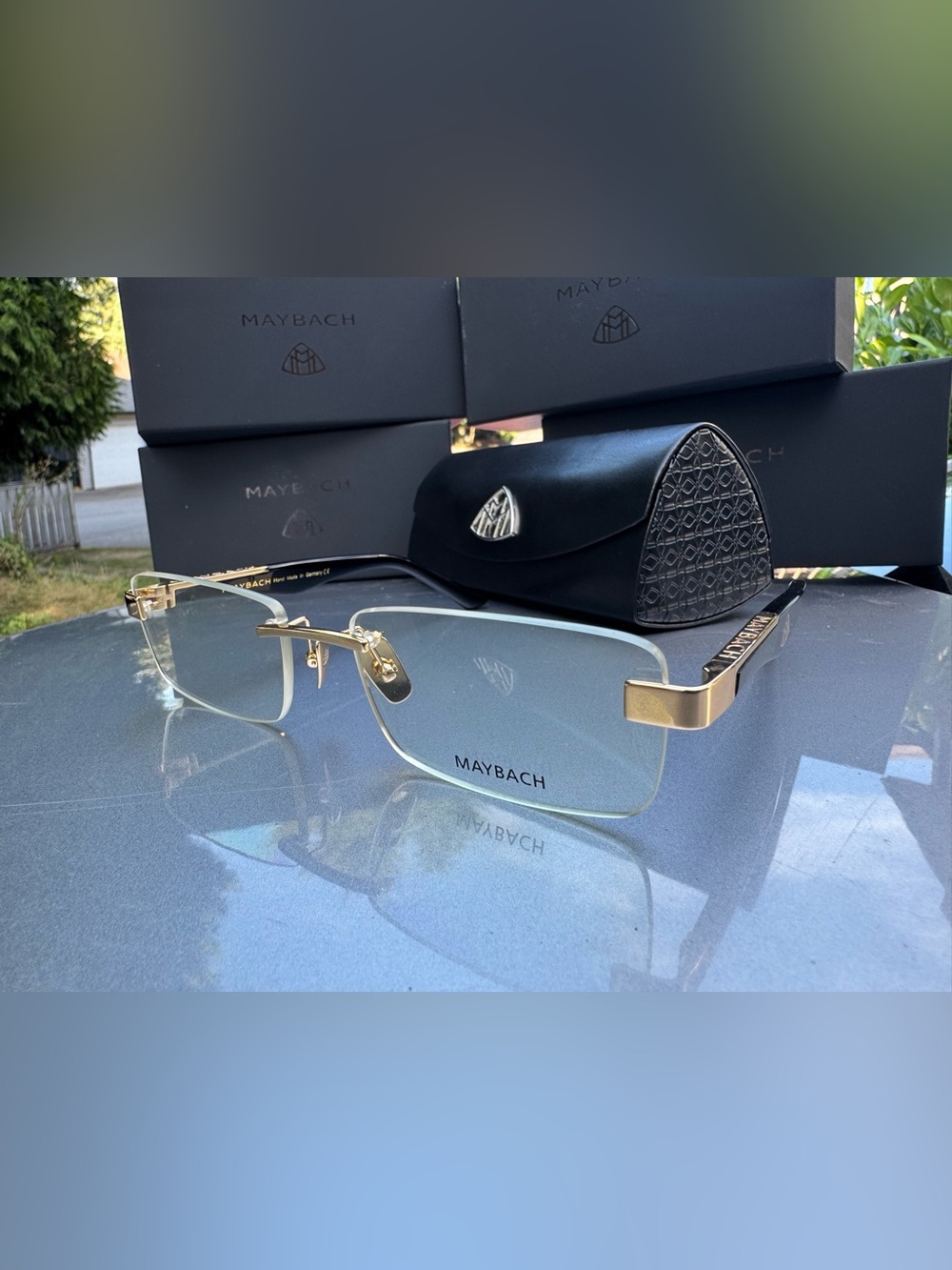 Men's Rimless Eyeglasses - Gold Frame, Clear Lenses